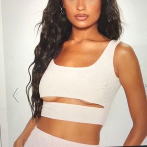 Blushed robbed cut out crop top